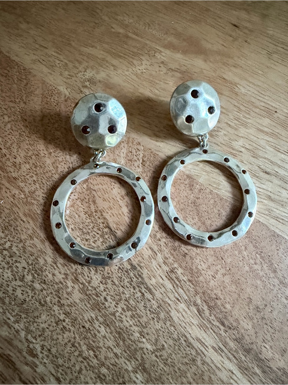 Vintage Heidi Daus Earrings Silver with Orange Stone Accents